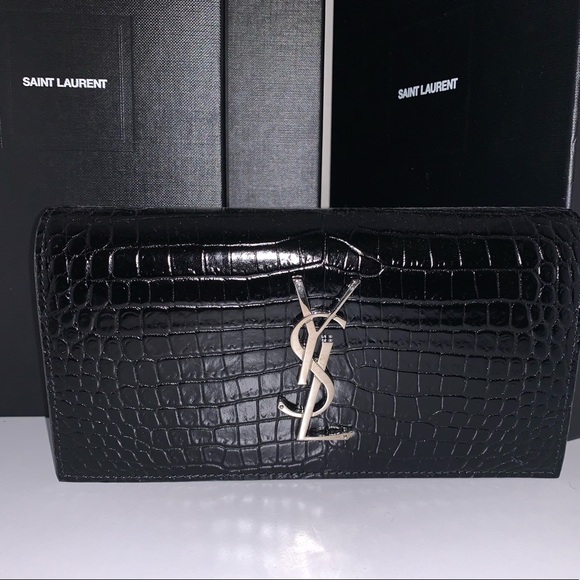 Yves Saint Laurent Handbags - Saint Laurent crocodile large flap wallet
